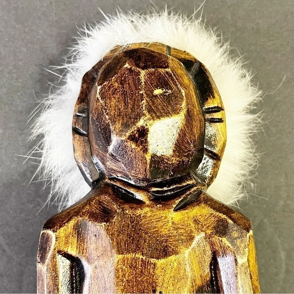 Nuni Kiana Alaska Inuit Doll Brown Resin Fur Mekoryuk Handmade Nunivak Vintage